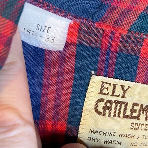 Ely Cattleman’s men’s M plaid flannel cotton button front western shirt red blue - Picture 6 of 7